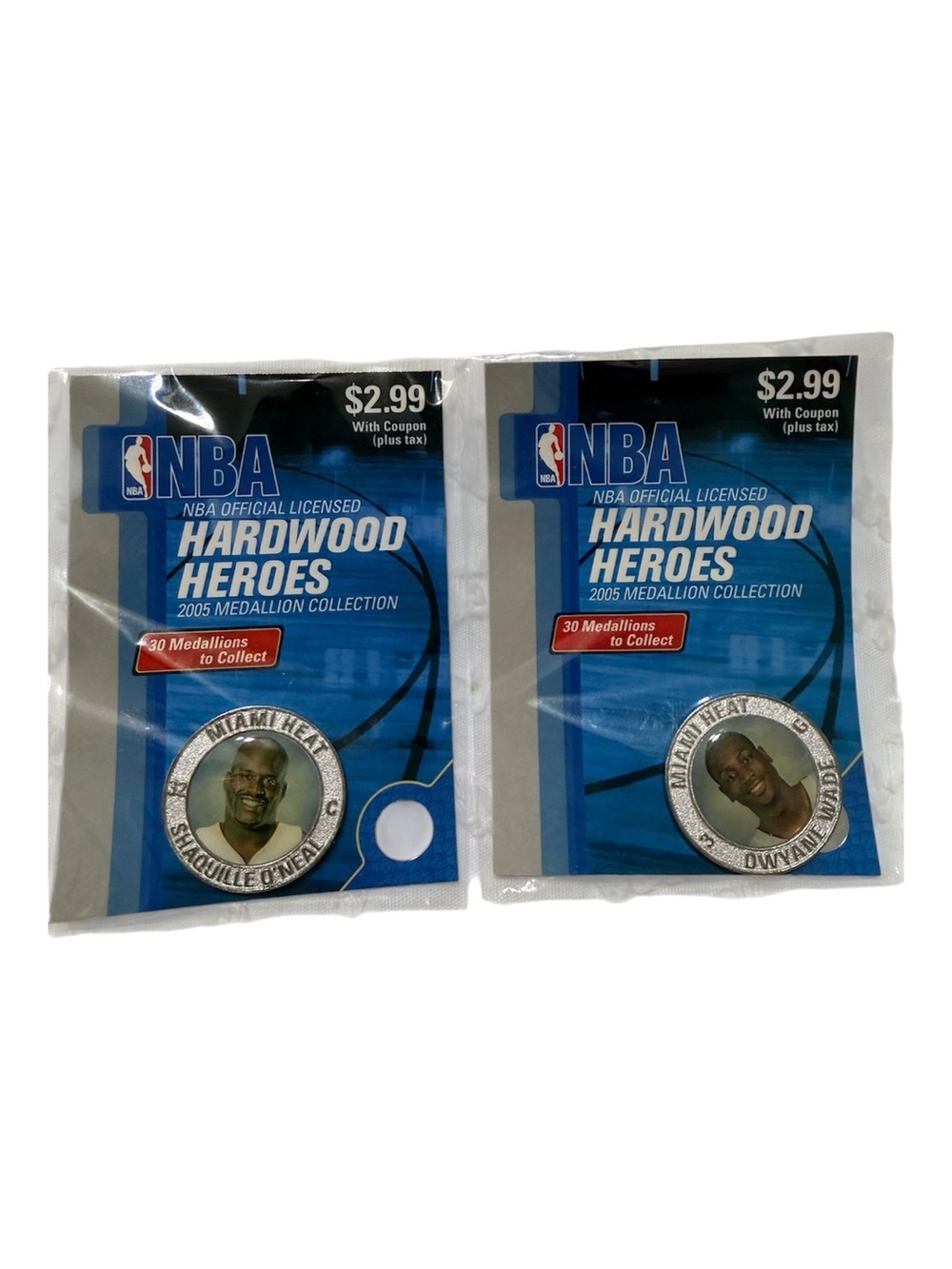 2005 NBA Hardwood Heroes Medallion Packs - Shaq & Dwyane Wade Miami Heat